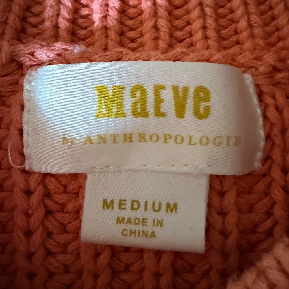Anthropologie Maeve McKenzie 3/4 sleeve chunky coral sweater, Medium - Picture 7 of 12